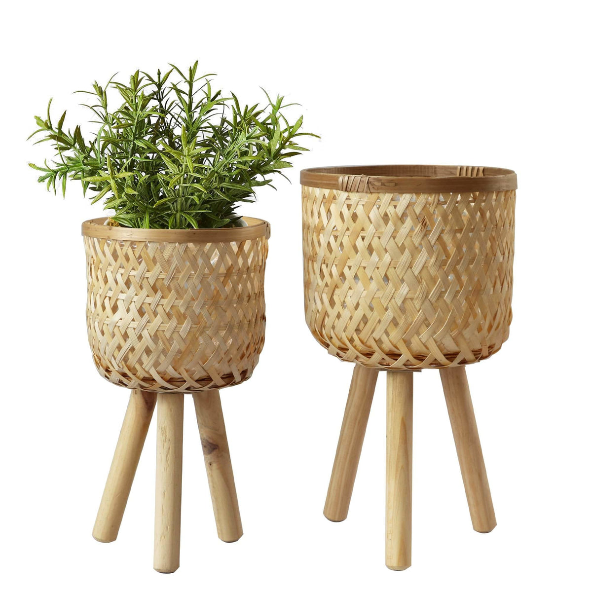 Wicker Planter Basket w Removable Legs for Indoor and Outdoor - All Weather Woven Flower Pots Cover