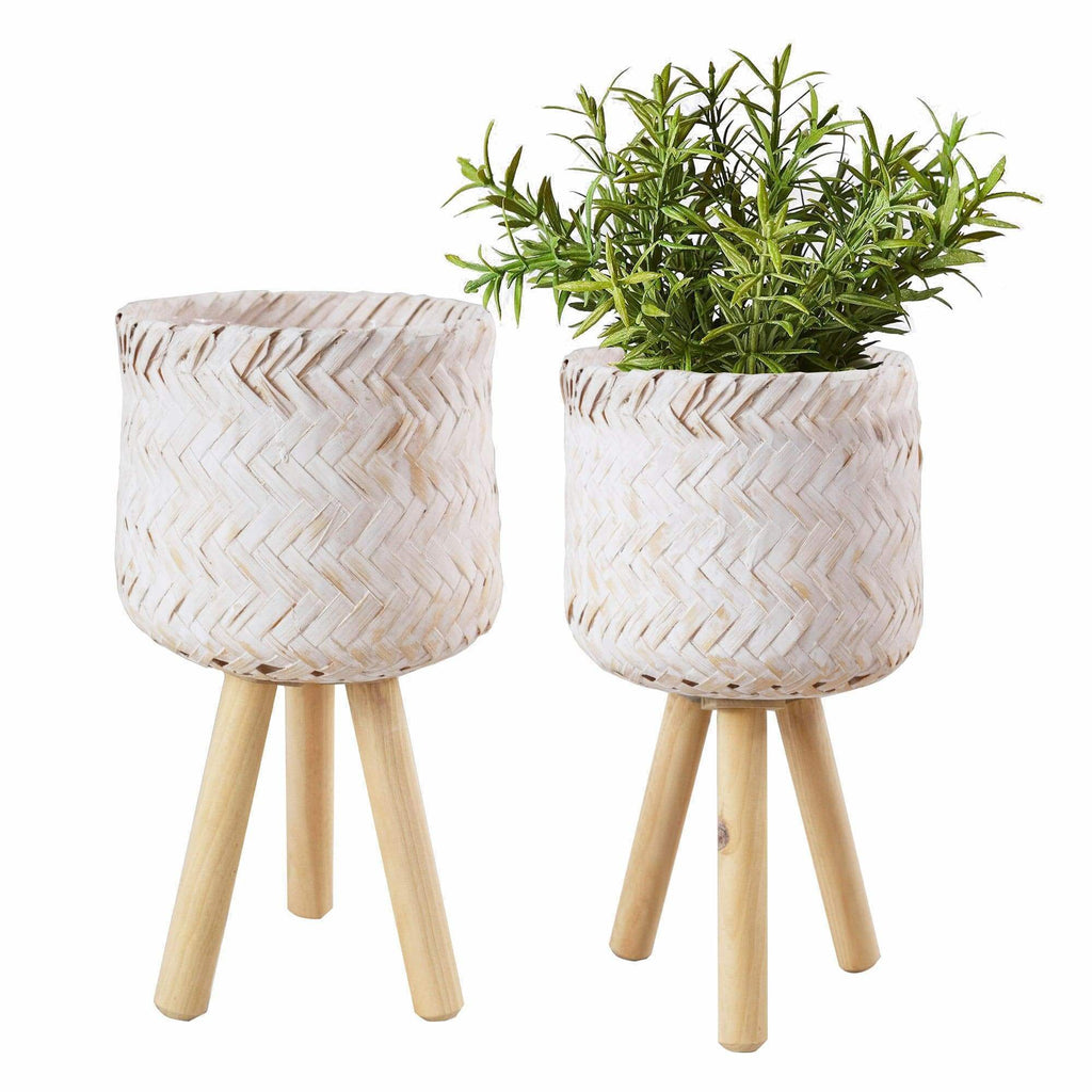 woven planter with legs Wicker Planter Basket w Removable Legs for Indoor and Outdoor - All We